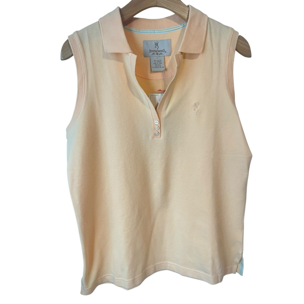 Browning Peach V Neck Sleeveless Top Womens Large